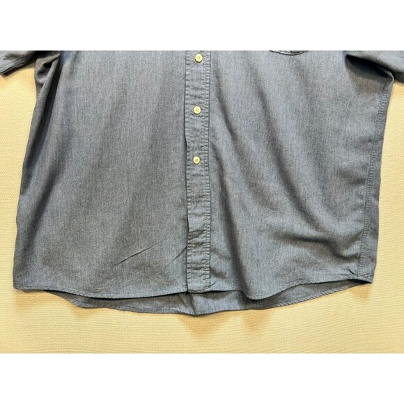 Forsyth Of Canada Mens Chambray Button-Down Shirt Large Blue Short Sleeve Casual - Picture 4 of 11